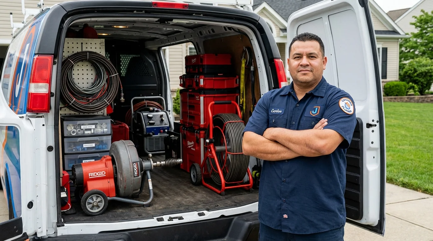 Professional drain cleaning equipment and Johns Plumbing LLC plumber in Nanuet