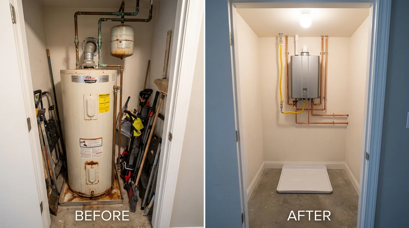Tank water heater versus wall-mounted tankless unit comparison for Nanuet, NY homeowners